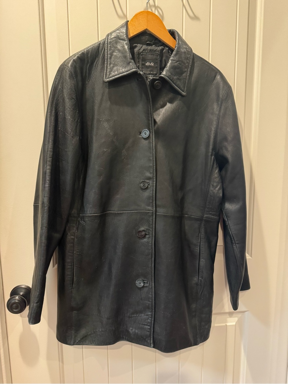 Classic Black Leather Button-Front Jacket by Jil Sander